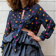 Load image into Gallery viewer, Top camicia nera pois colorati 90s