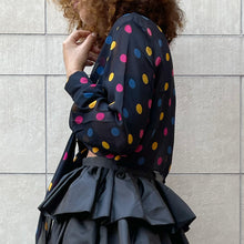 Load image into Gallery viewer, Top camicia nera pois colorati 90s