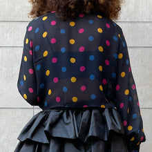 Load image into Gallery viewer, Top camicia nera pois colorati 90s