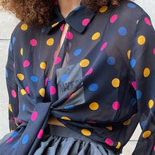 Load image into Gallery viewer, Top camicia nera pois colorati 90s