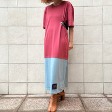 Load image into Gallery viewer, Mollami Dress Marsala/Avio con martingala verde bottiglia