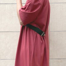 Load image into Gallery viewer, Mollami Dress Marsala/Avio con martingala verde bottiglia