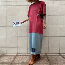 Load image into Gallery viewer, Mollami Dress Marsala/Avio con martingala verde bottiglia