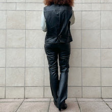Load image into Gallery viewer, Gilet in pelle nera oversize 90s