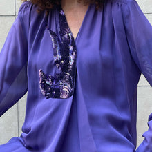 Load image into Gallery viewer, Blusa in chiffon di seta Fontana , in paillettes 70s