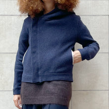 Load image into Gallery viewer, Giacca con cappuccio Trench , in lana blu