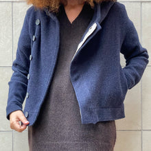Load image into Gallery viewer, Giacca con cappuccio Trench , in lana blu