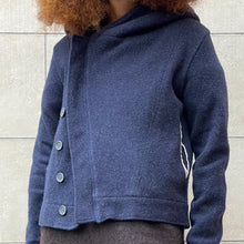 Load image into Gallery viewer, Giacca con cappuccio Trench , in lana blu