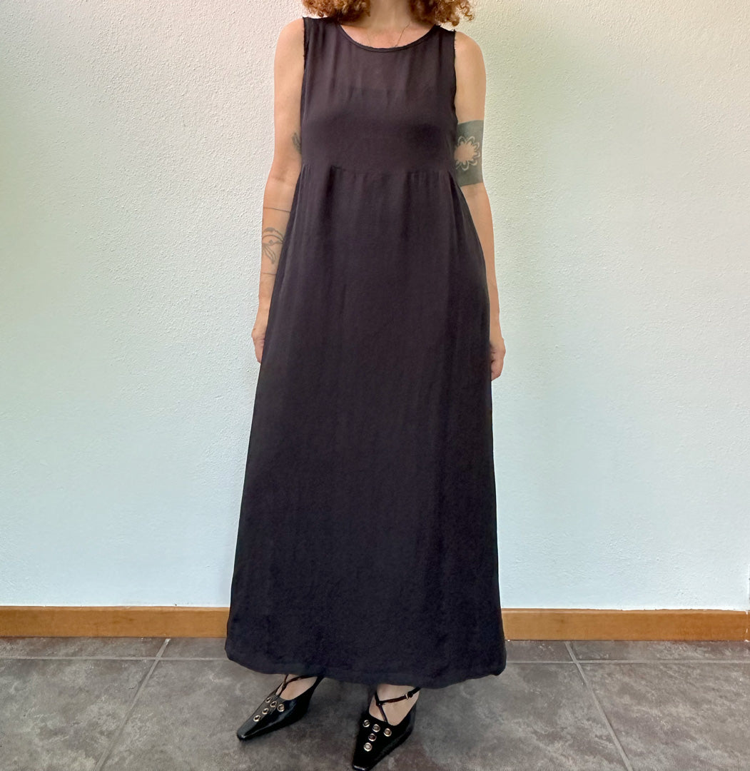 Abito in chiffon sartoriale nero 90s