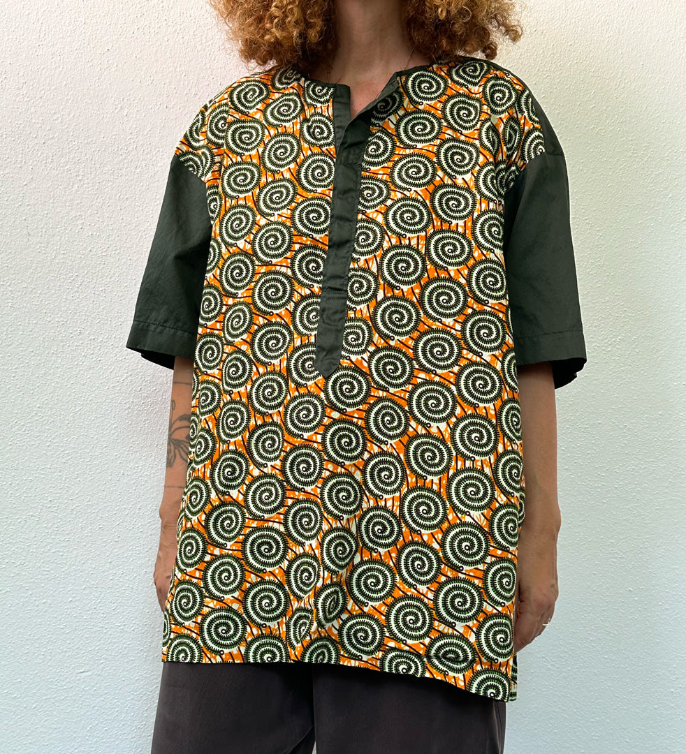 Blusa Africana verde arancio sartoriale