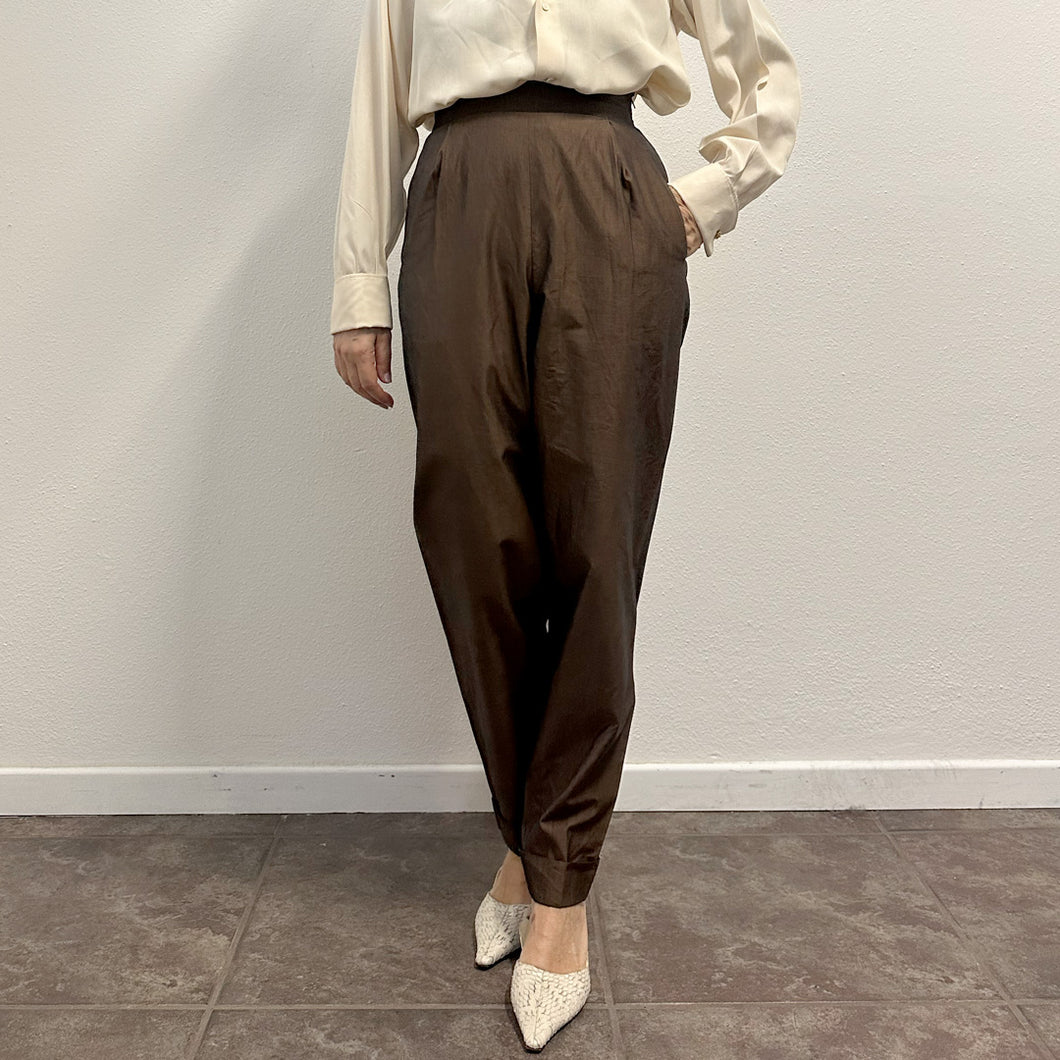 Pantalone Romeo Gigli color Cioccolato vita alta 80S