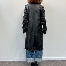 Load image into Gallery viewer, Trench in pelle nera 90s
