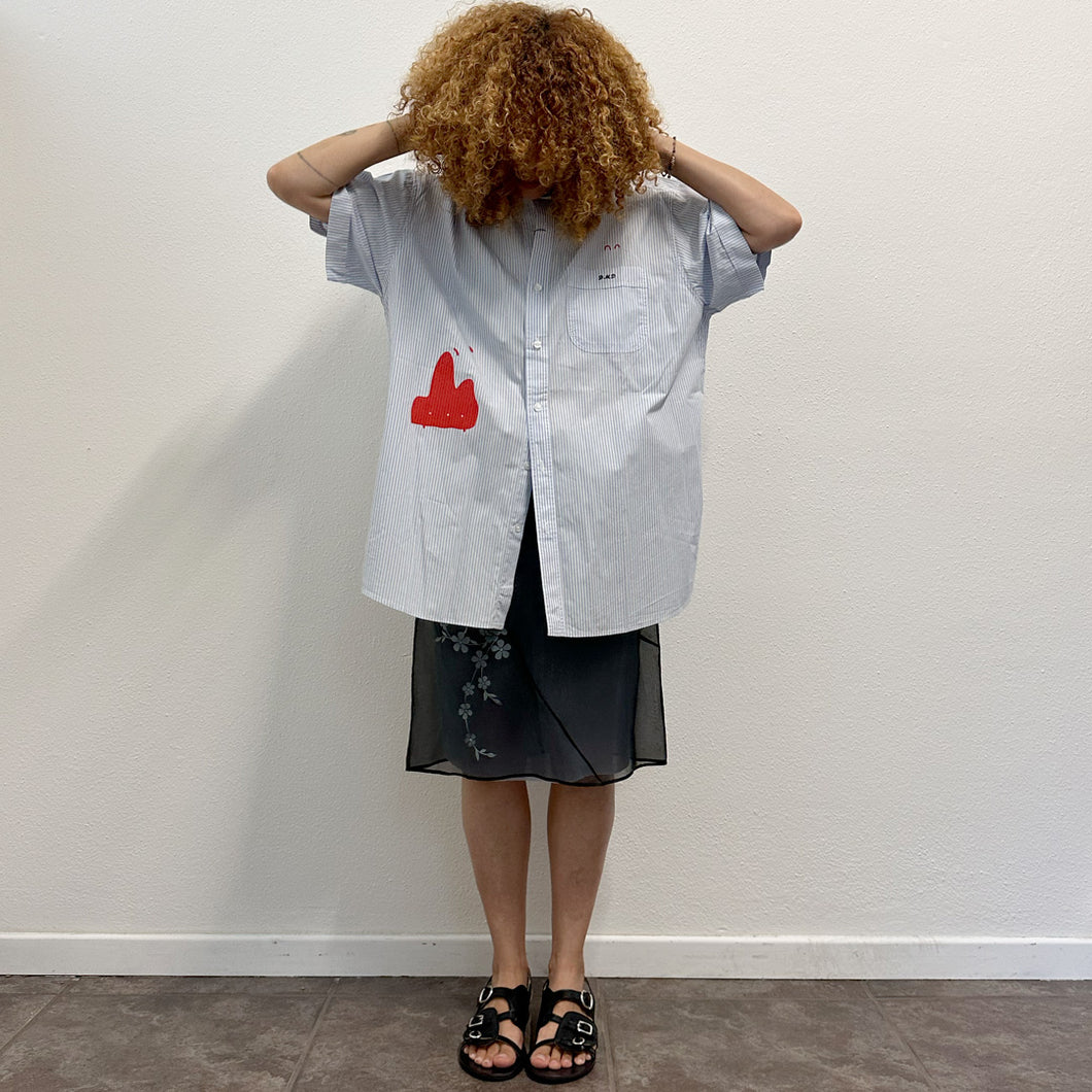 Camicia a righe MAKICHA – Serigrafia a mano di Gigi Tarantola