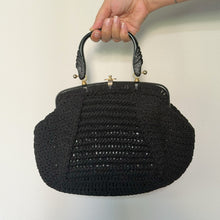 Load image into Gallery viewer, Borsa a Mano Vintage in Cordonetto/Uncinetto Nero – Anni '50/'60
