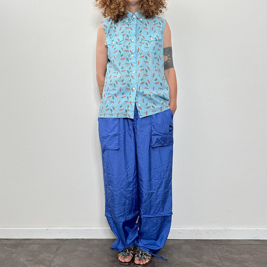 Camicia Prada color azzurra con  stampa sombrero e cactus s/s 2016