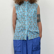 Load image into Gallery viewer, Camicia Prada color azzurra con  stampa sombrero e cactus s/s 2016
