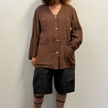 Load image into Gallery viewer, Blusa Utility Vintage in Lino Color Cioccolato
