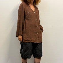 Load image into Gallery viewer, Blusa Utility Vintage in Lino Color Cioccolato
