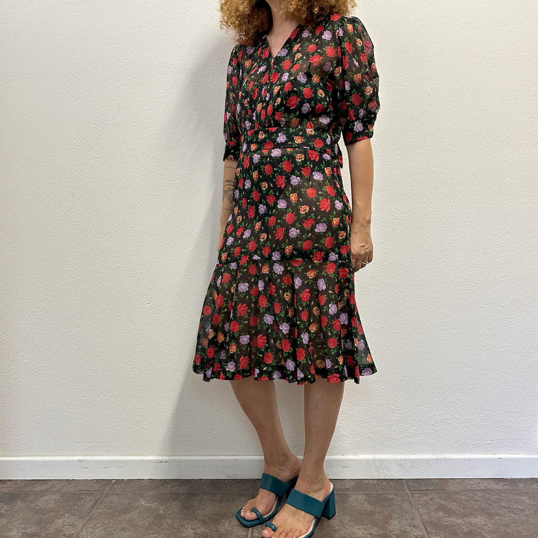 Abito Vintage Anni ’70 – Mussola di Cotone Floreale