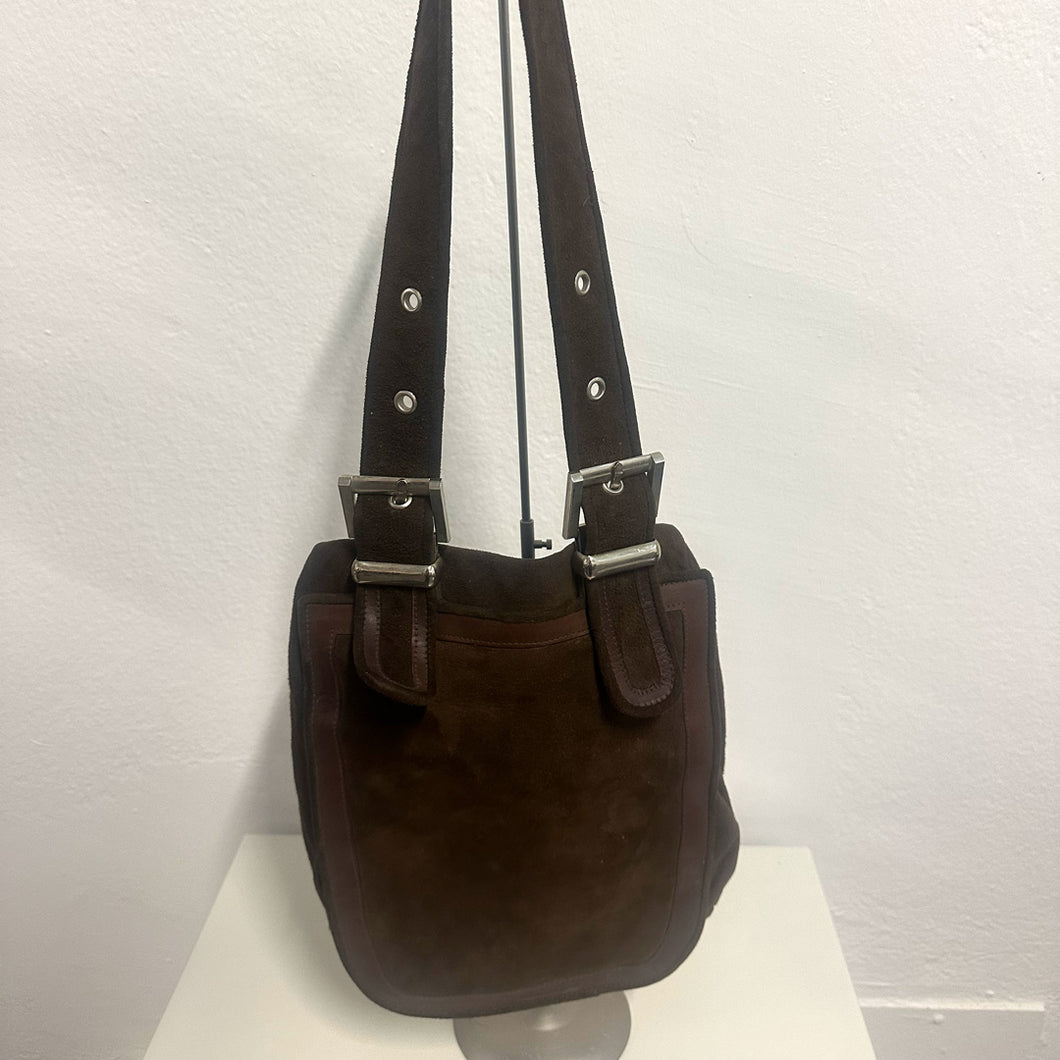 Borsa a Spalla in Camoscio Marrone Anni ’70 – Pelletteria Parigina