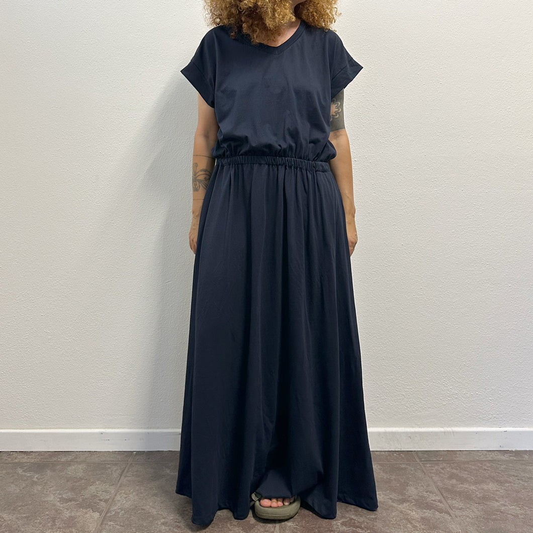 Maxi Abito in Jersey di Cotone – Blu Navy (Y2K)
