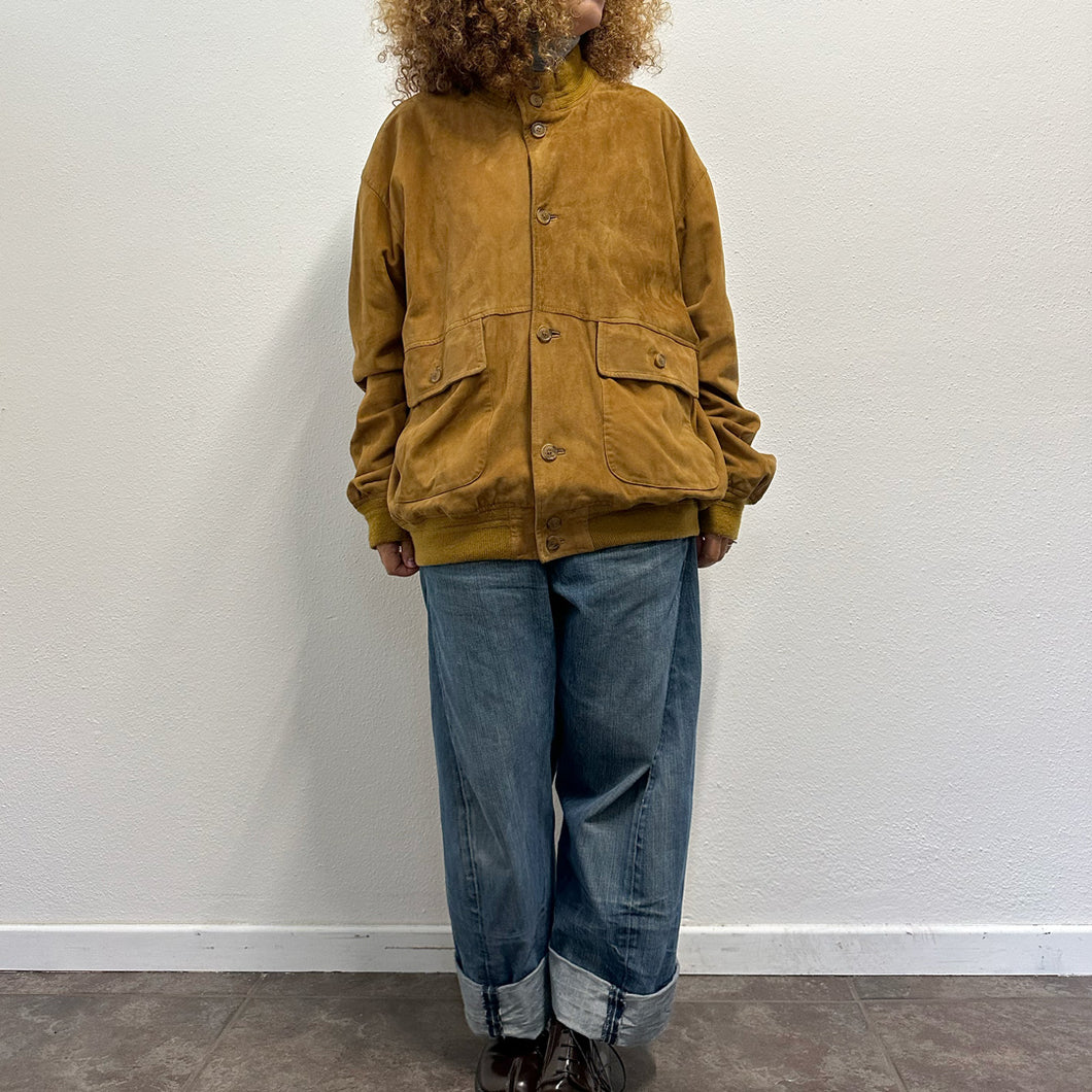 Bomber scamosciato color caramello chiaro – Anni ’90 – Tg 56