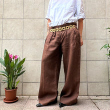 Load image into Gallery viewer, Pantalone Max&amp;co in lino marroni  vintage Y2K

