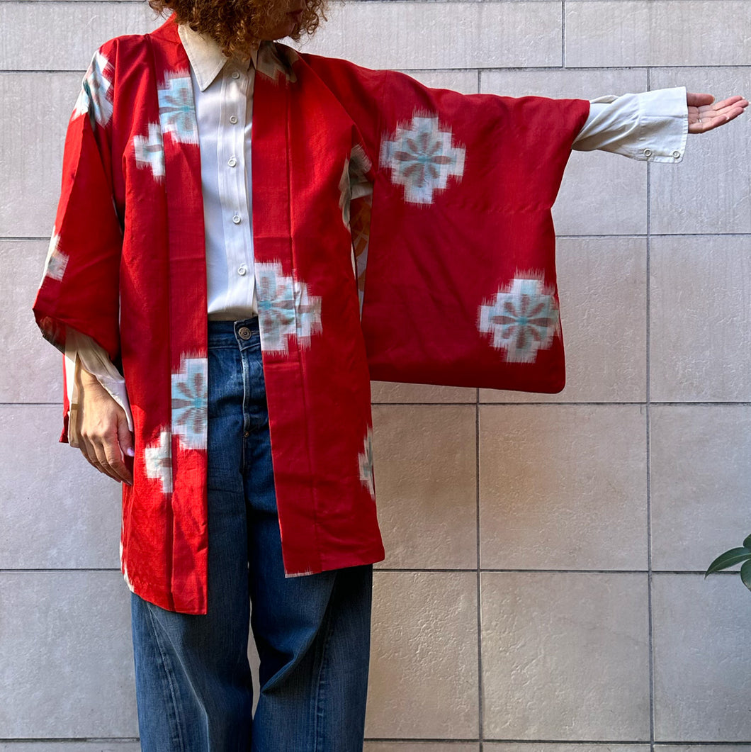 Haori rosso shi-iro in seta shantug 60s