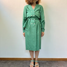 Load image into Gallery viewer, Abito sartoriale verde a pois 80s
