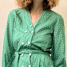 Load image into Gallery viewer, Abito sartoriale verde a pois 80s
