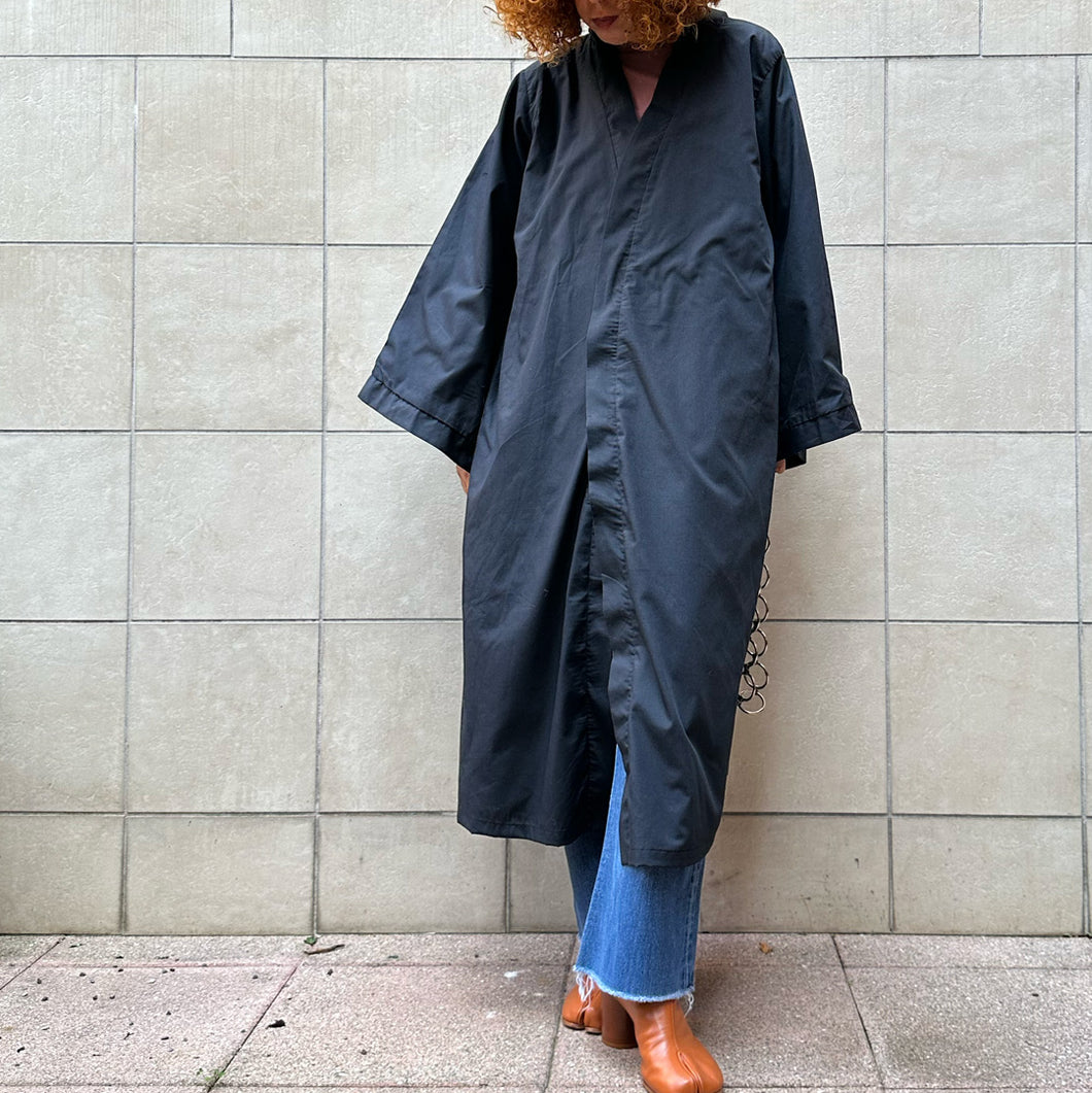 kimono  sartoriale nero con drago ricamato 70s