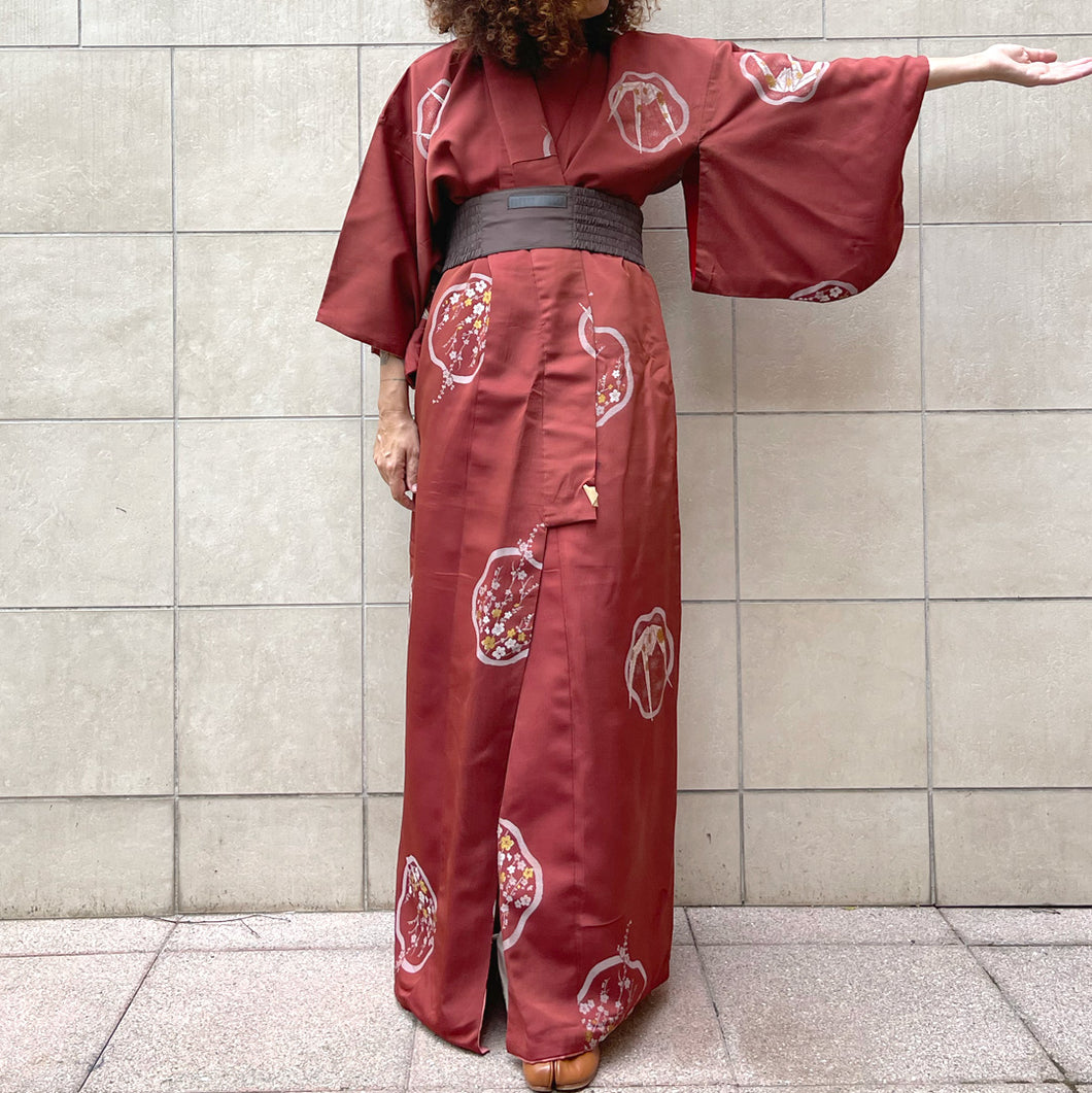 kimono giapponese color ruggine vintage