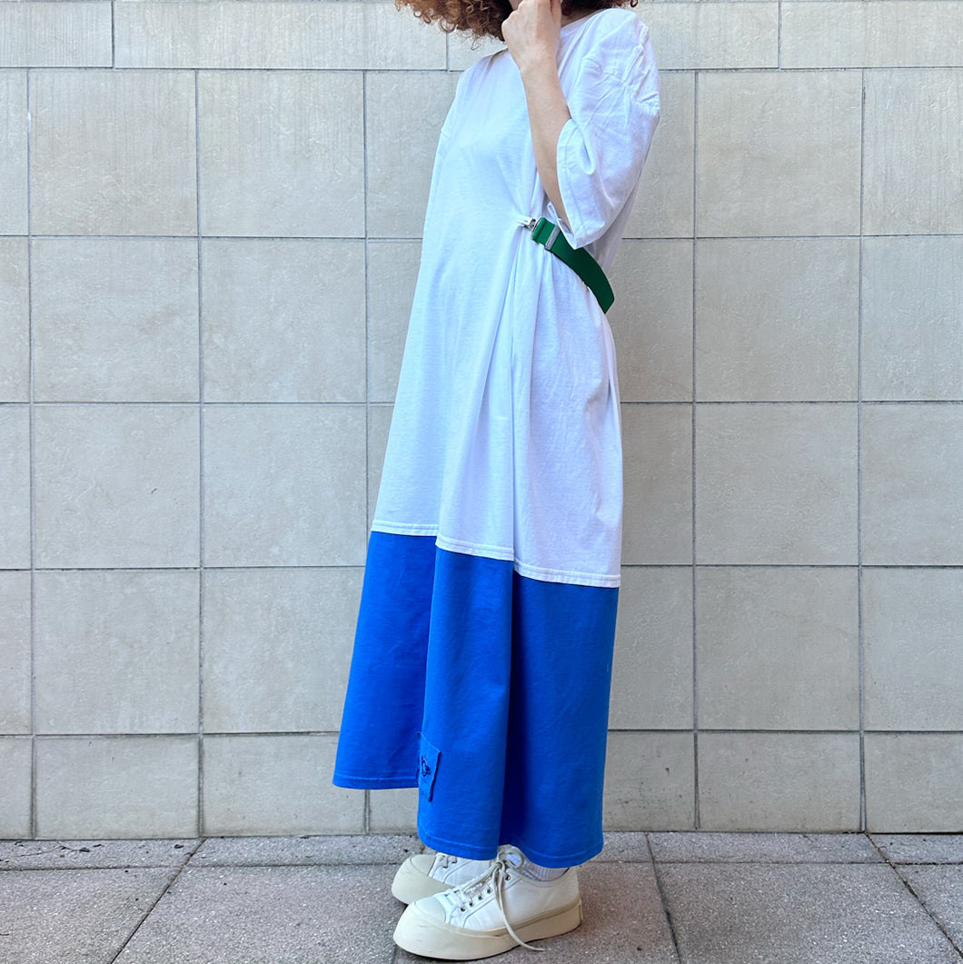 Mollami dress Bianco- blu royal
