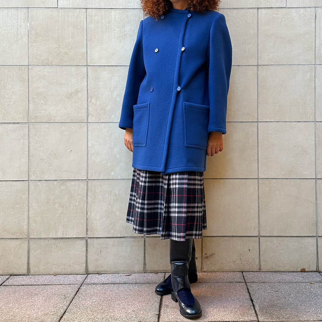 Cappotto haute couture Lanvin blu elettrico 80s